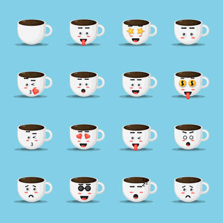 Cute coffee cup with expressionのイラスト素材