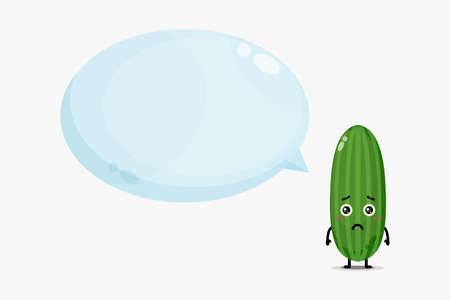 Cute cucumber mascot with bubble speechのイラスト素材