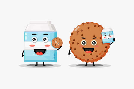 Cute milk and chocolate mascotのイラスト素材