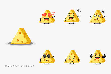 Cute design mascot cheese setのイラスト素材