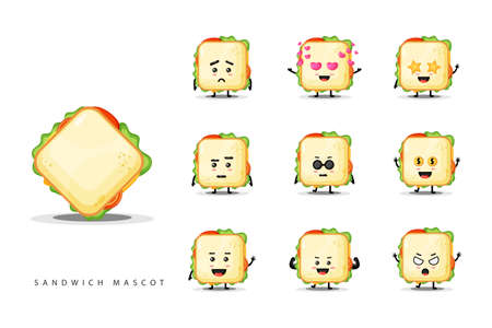 Cute mascot sandwich setのイラスト素材