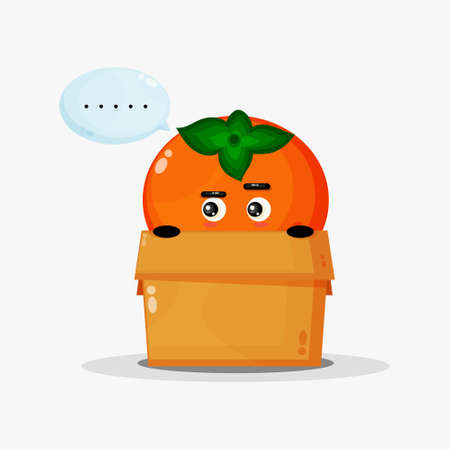 Cute persimmon mascot in the boxのイラスト素材