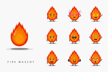 Cute fire mascot setのイラスト素材