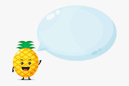 Cute pineapple mascot with bubble speechのイラスト素材