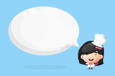 Cute mascot female mascot with bubble speechのイラスト素材