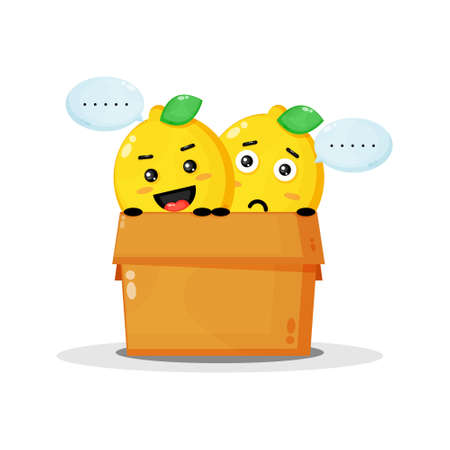 Cute lemon mascot in the boxのイラスト素材