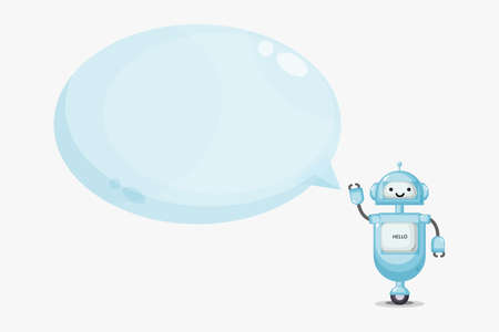 Cute robot character with bubble speechのイラスト素材