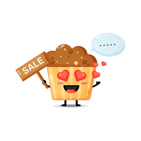 Cute muffins mascot with the sales signのイラスト素材