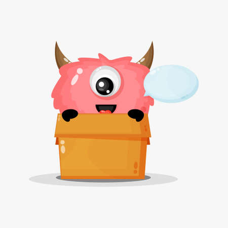 Cute monster in the boxのイラスト素材