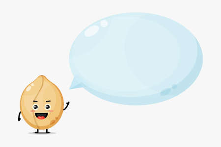 Cute peanut mascot with bubble speechのイラスト素材