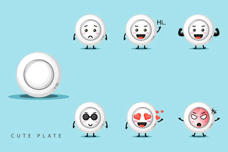 Cute mascot plate design setのイラスト素材