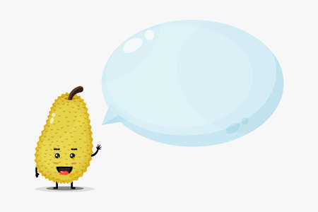 Cute jackfruit mascot with bubble speechのイラスト素材