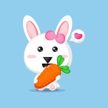 Cute rabbit carrying carrotのイラスト素材