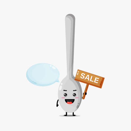 Cute spoon mascot with the sales signのイラスト素材