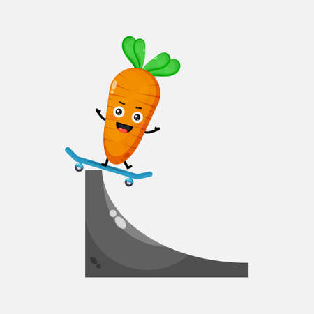 Illustration of cute carrot playing skateboardのイラスト素材