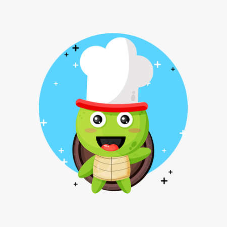 Cute chef turtle mascot designのイラスト素材