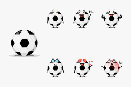 Cute football ball mascot setのイラスト素材