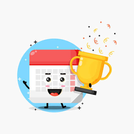 Cute calendar mascot lifts the trophyのイラスト素材