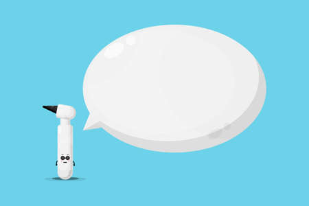Cute otoscope mascot with bubble speechのイラスト素材