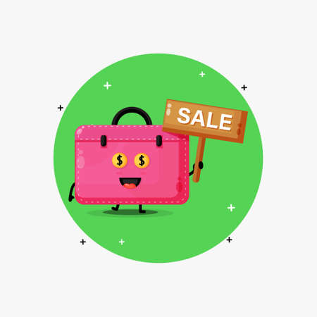 Cute work bag mascot with the sales signのイラスト素材
