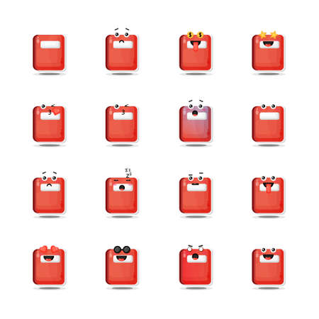 Cute notebook with emoticons setのイラスト素材