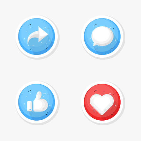 Share, comment, like and love social media icon designのイラスト素材