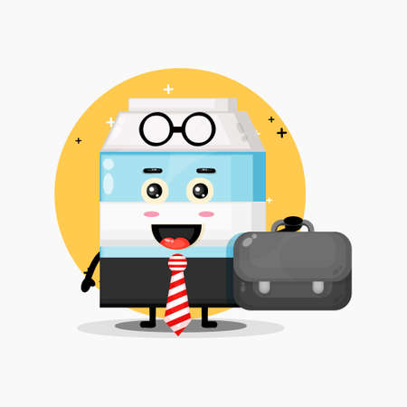 Cute milk mascot goes to officeのイラスト素材