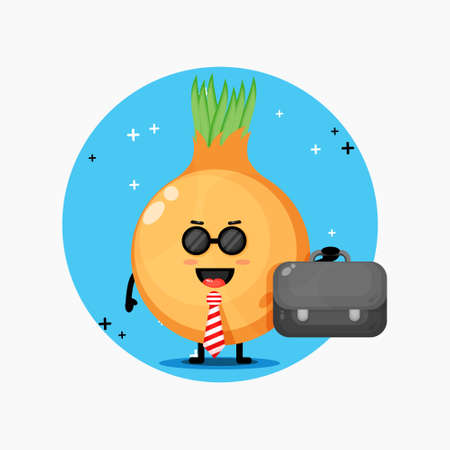 Cute lime mascot goes to officeのイラスト素材
