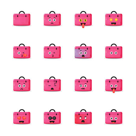 Cute work bag with emoticons setのイラスト素材