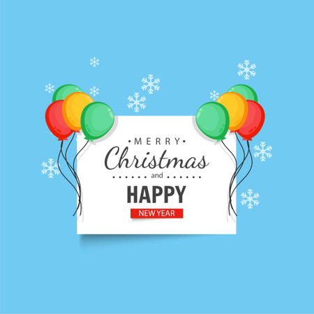 Christmas and New Year greetings with balloon decorationsのイラスト素材