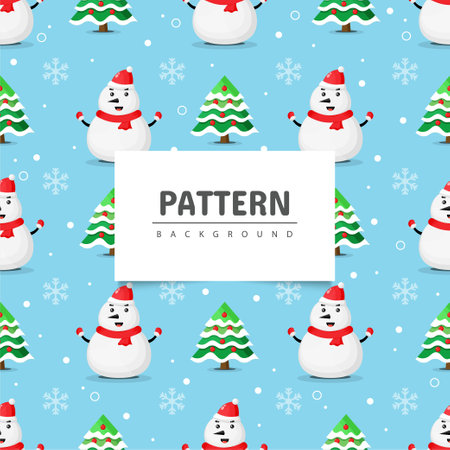 Christmas snowman seamless patternのイラスト素材