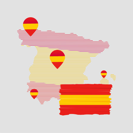 Spanish flag with map locationのイラスト素材