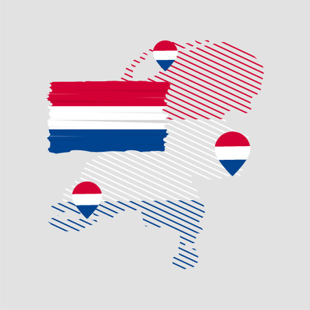 Netherlands flag with map locationのイラスト素材