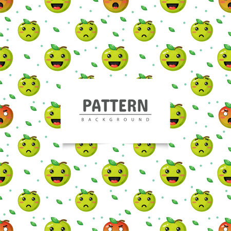 Green apple seamless pattern with expressionのイラスト素材