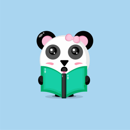 Cute panda is reading a bookのイラスト素材