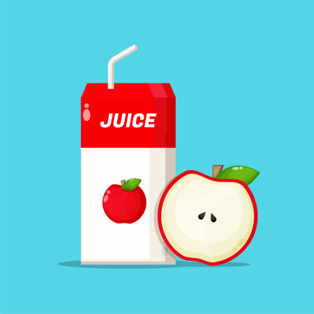 Apple juice box with apple slice iconのイラスト素材