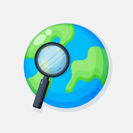Earth with magnifying glass iconのイラスト素材