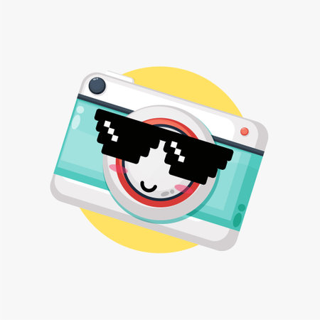 Cute camera wearing pixel glasses