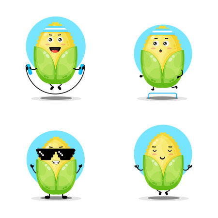 Cute corn character collectionのイラスト素材
