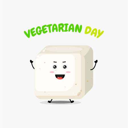 Cute tofu character on vegetarian dayのイラスト素材