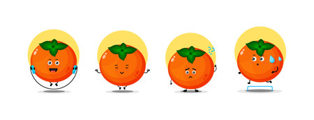 Cute persimmon character collectionのイラスト素材