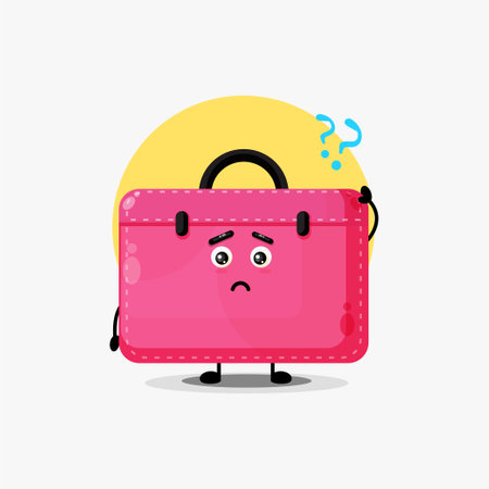 Cute work bag character confusedのイラスト素材