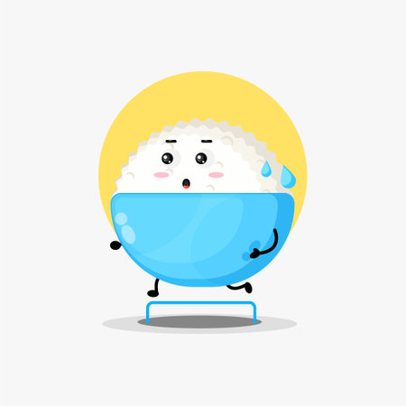 Cute rice character running competitionのイラスト素材
