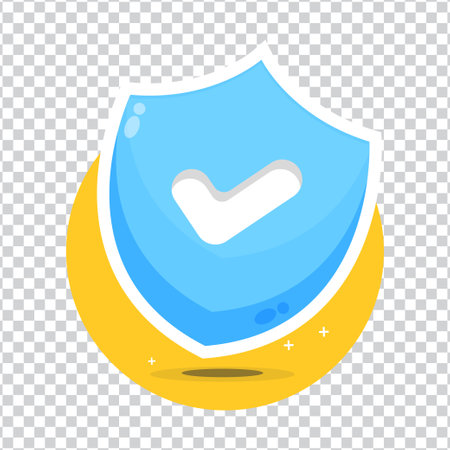Shield icon with check mark symbol on blank backgroundのイラスト素材