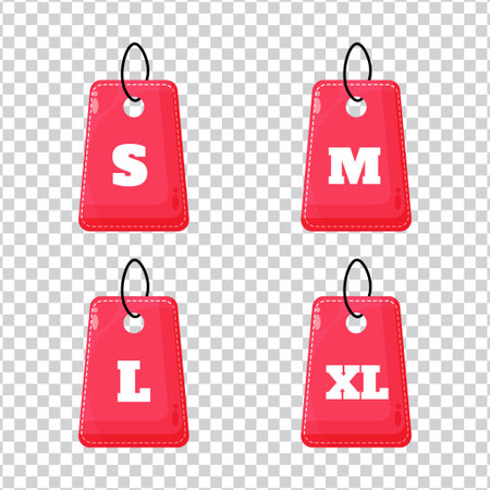 Red size clothing label on blank backgroundのイラスト素材