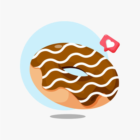 Donut with chocolate cream icon designのイラスト素材