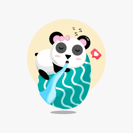 Cute panda hold an easter eggのイラスト素材