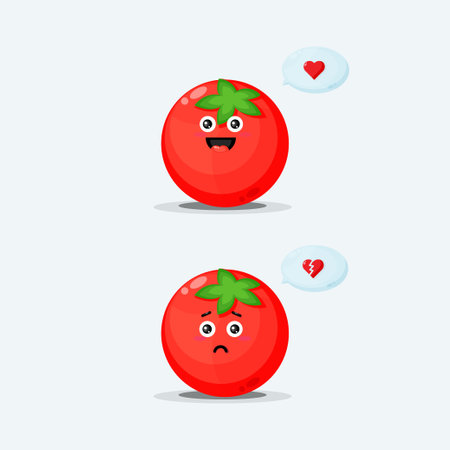Cute tomato character with happy and sad expressionsのイラスト素材