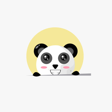 Illustration of panda appearing from belowのイラスト素材