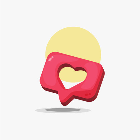 Heart shape social media notification icon design illustration